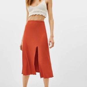 ribbed midi skirt